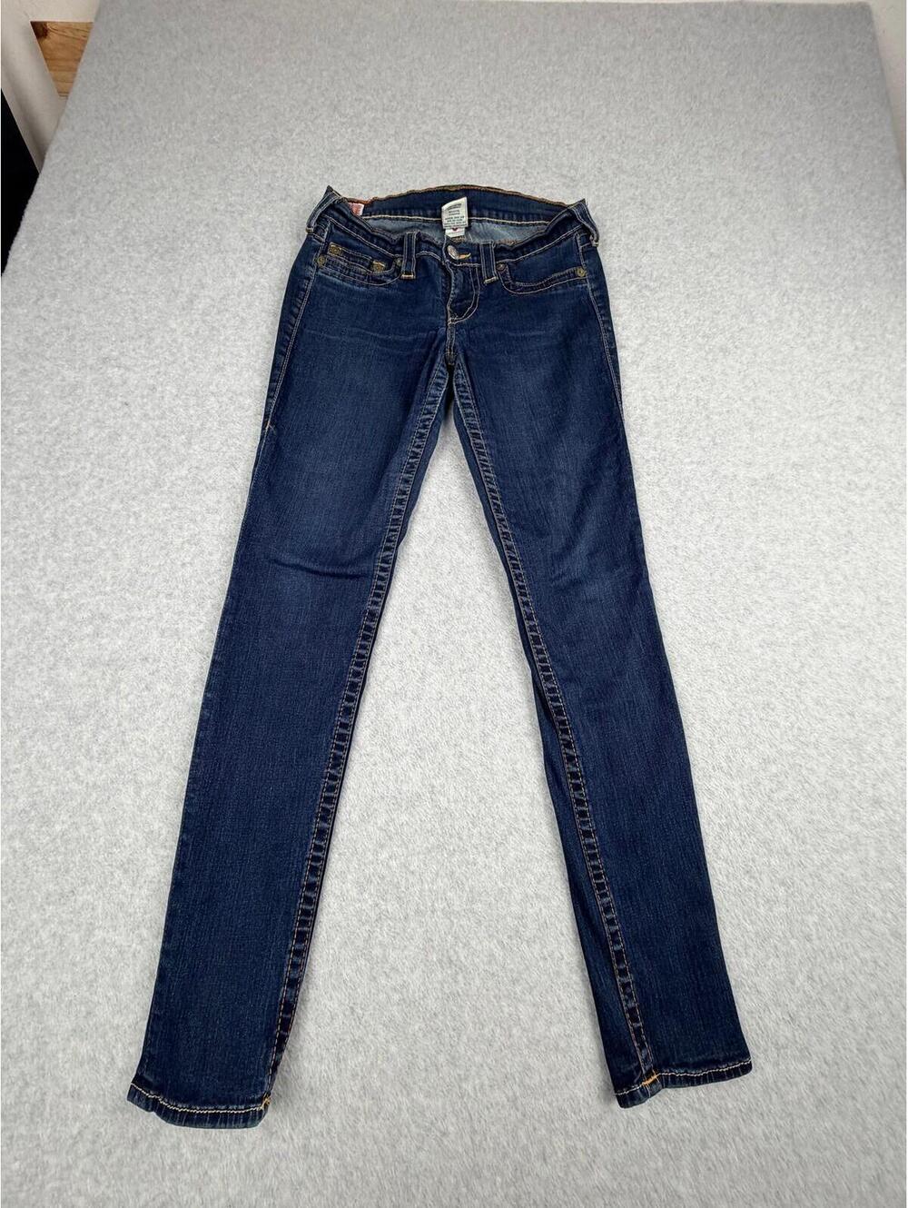True Religion Womens Skinny Jeans 30x29 Dark Wash Blue Denim Stretch Signature